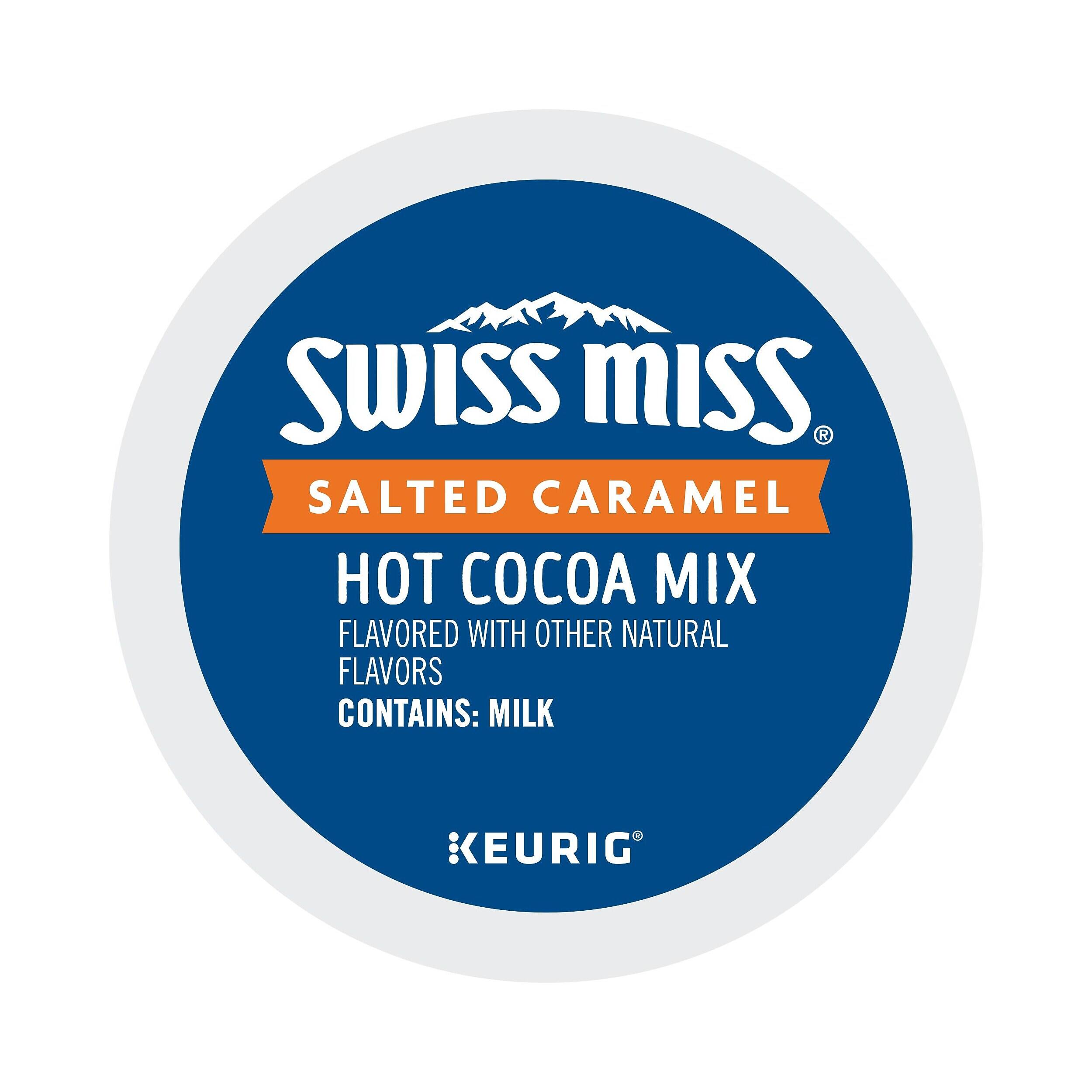 SWISS MISS  
SALTED CARAMEL  
HOT COCOA MIX  
FLAVORED WITH OTHER NATURAL FLAVORS  
CONTAINS: MILK  
KEURIG