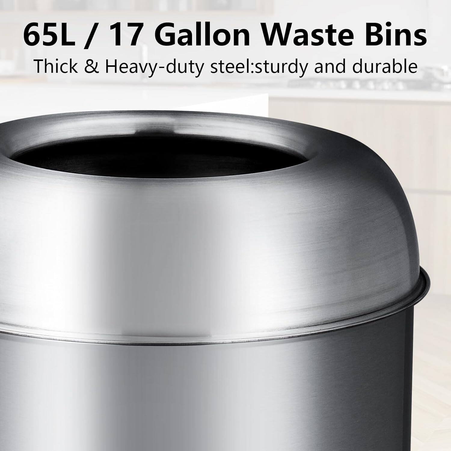 65L / 17 Gallon Waste Bins  
Thick & Heavy-duty steel: sturdy and durable