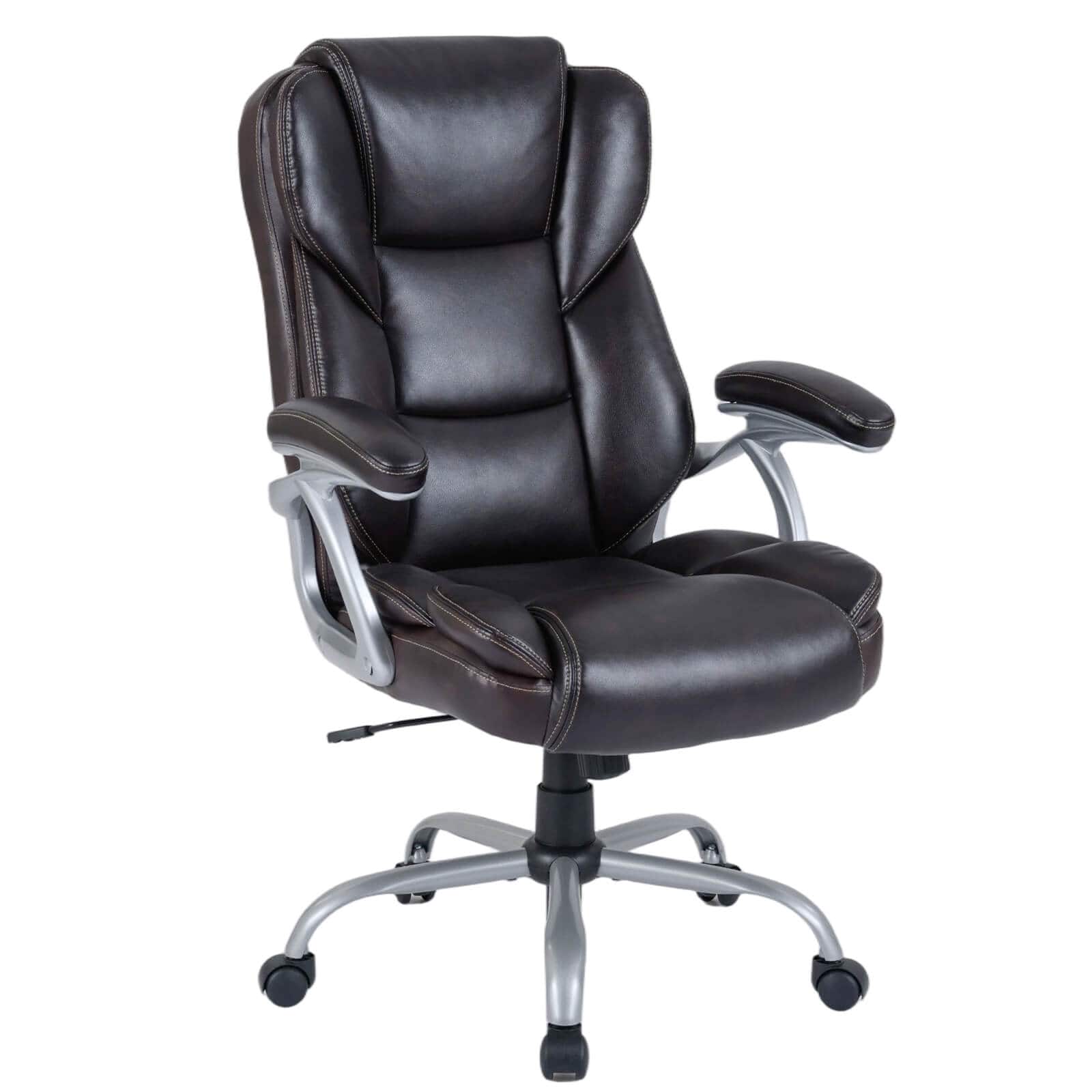 Costway - Executive Office Chair with Padded Seat & Armrests, Adjustable Height & Backrest - Brown