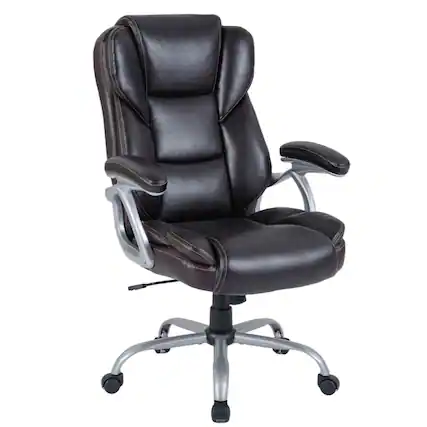Front. Costway - Costway Executive Office Chair with Padded Seat & Armrests, Adjustable Height & Backrest - Brown.