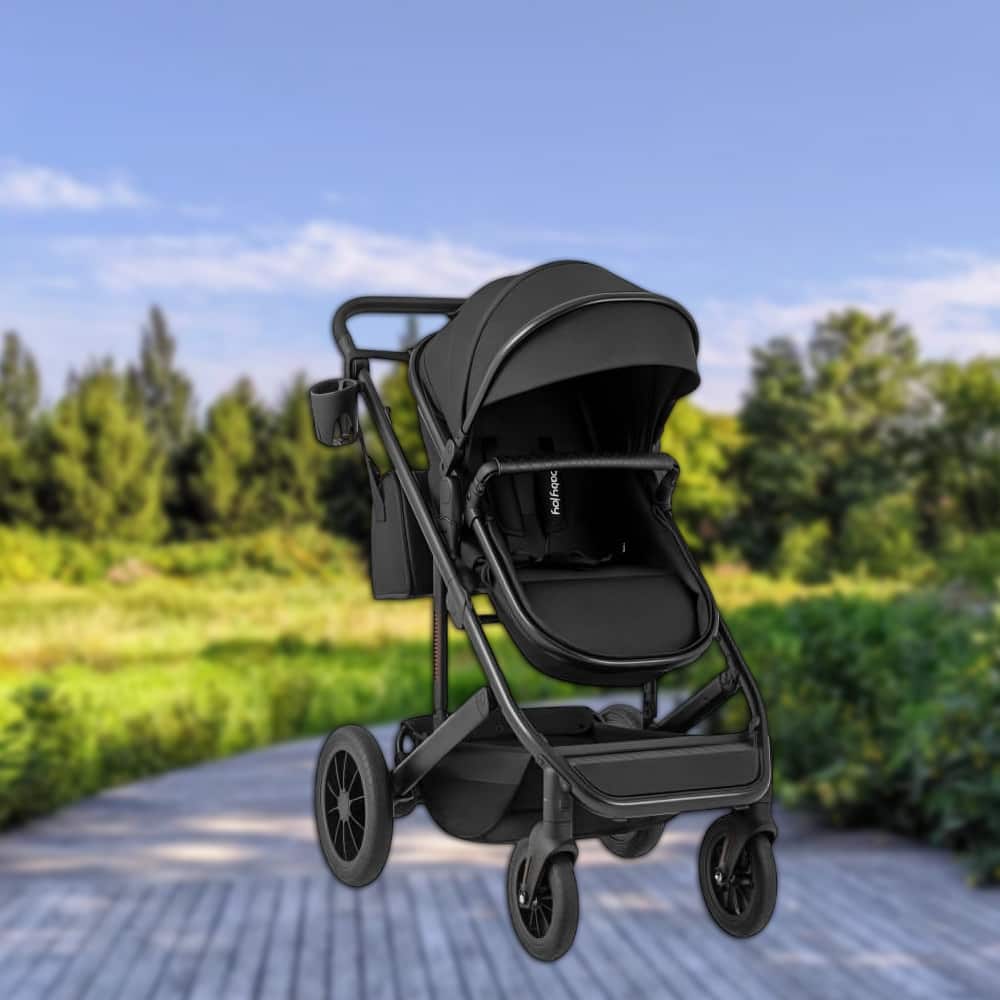 Hivvago - 3-in-1 Foldable Baby Stroller with Removable Bassinet and Adjustable Design - Black