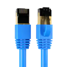 Front. Cables Direct Online - Cat8 Ethernet Cable 0.5FT, 40Gbps High-Speed RJ45 Shielded Copper Cord for Router, PC & Gaming - Blue.
