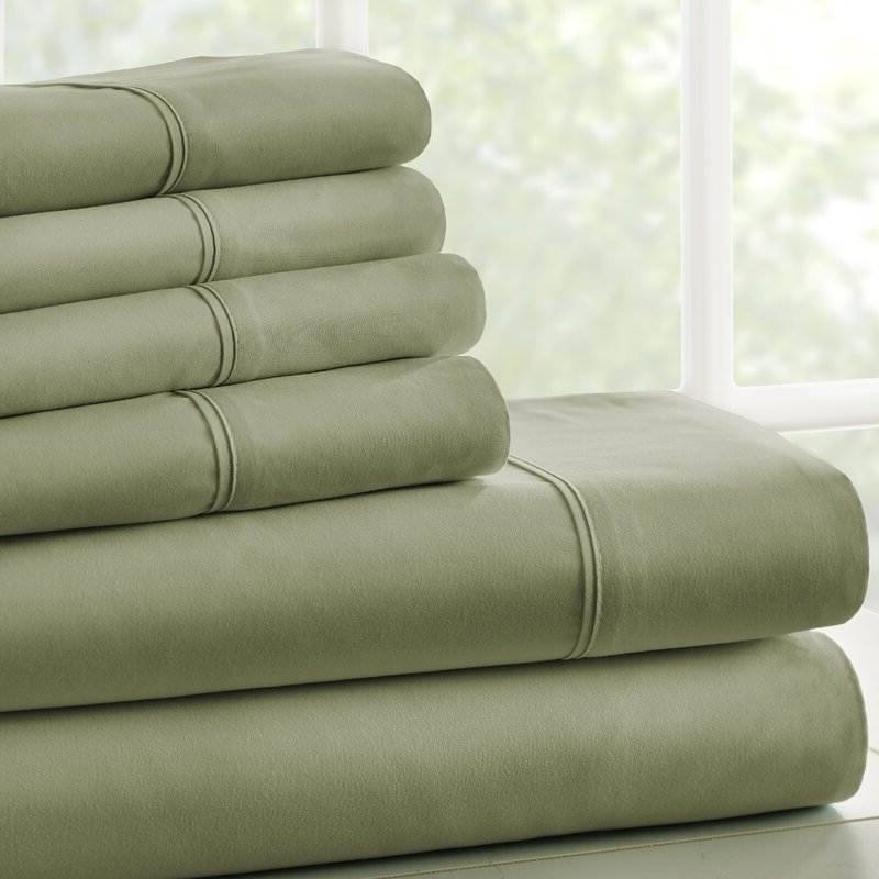 Front. Hivvago - Twin XL Sage 4 PCS Soft Wrinkle Resistant Microfiber/Polyester Sheet Set - Sage.