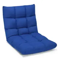 Costway - Adjustable 14-Position Floor Chair Folding Lazy Gaming Sofa Lounge Chair - Blue - Front_Zoom