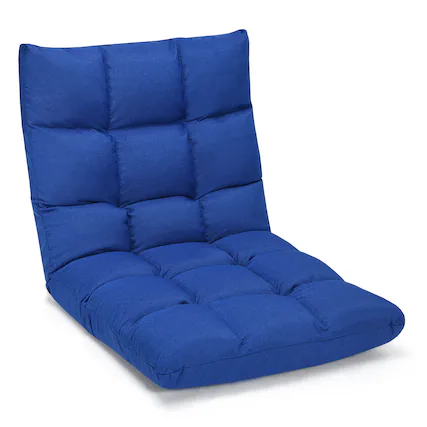 Front. Costway - Adjustable 14-Position Floor Chair Folding Lazy Gaming Sofa Lounge Chair - Blue.