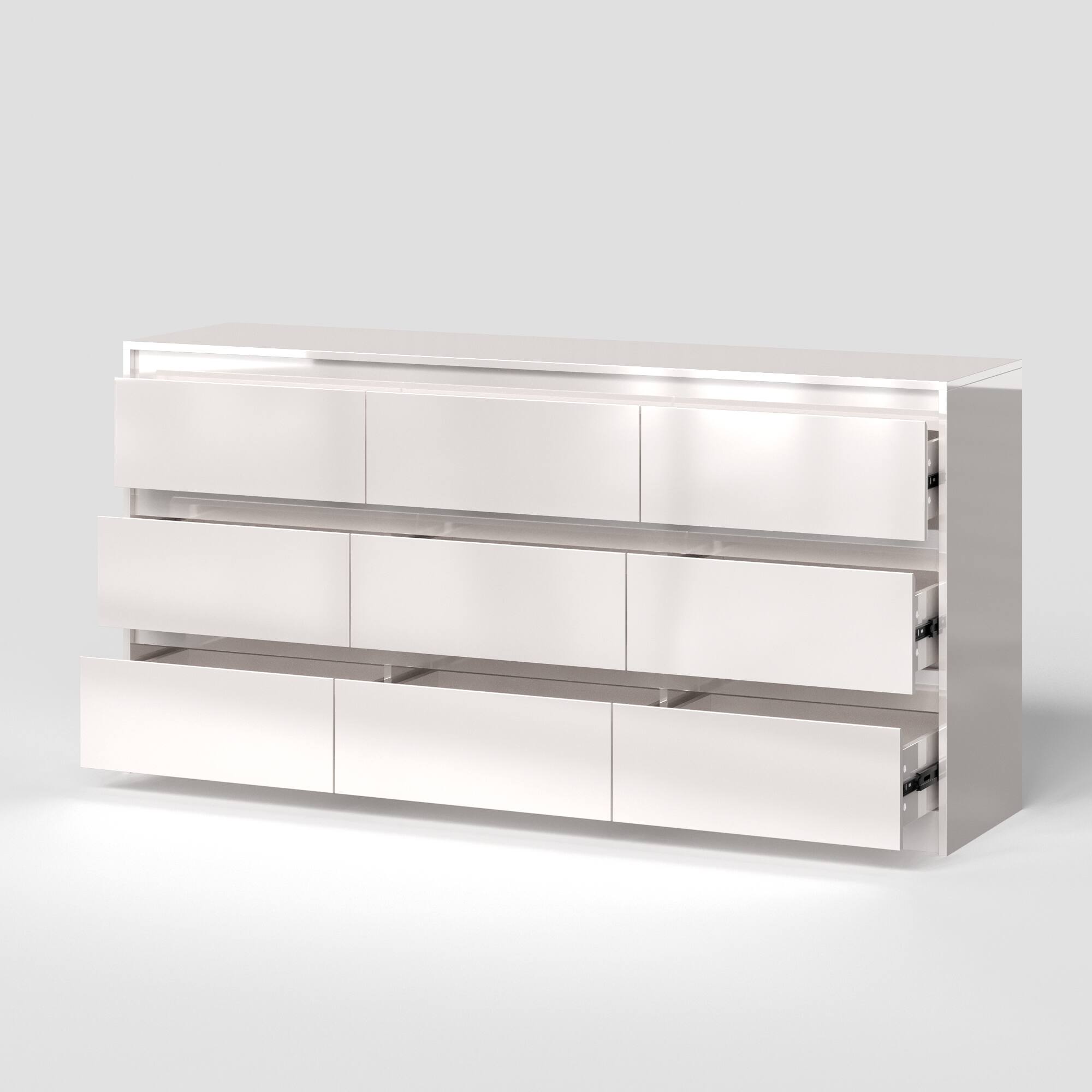 Alt View 8. FUFU & GAGA - 9 Drawer Dresser High Gloss White - Handleless Storage Tower with Smooth Glides for Bedroom, Living Room, Entryway - White.