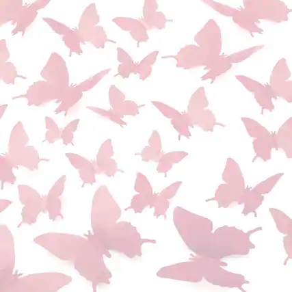 Front. Zulay Kitchen - Zulay 24pcs Removable DIY Decorations 3D Butterfly Wall Decor with 3 Different Sizes - Pink.