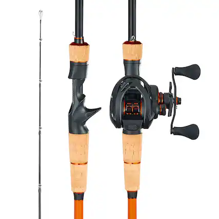 Front. VEVOR - Rod and Fishing Reel Combo, IM7 Carbon Fiber Baitcasting Rod and Reel Combo, Bass Fishing Pole with 7+1 BB System - Black.