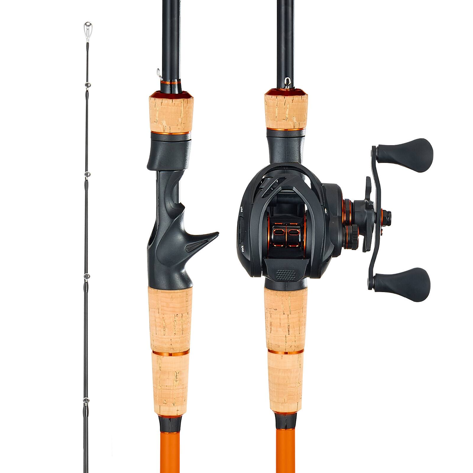 Front. VEVOR - Rod and Fishing Reel Combo, IM7 Carbon Fiber Baitcasting Rod and Reel Combo, Bass Fishing Pole with 7+1 BB System - Black.