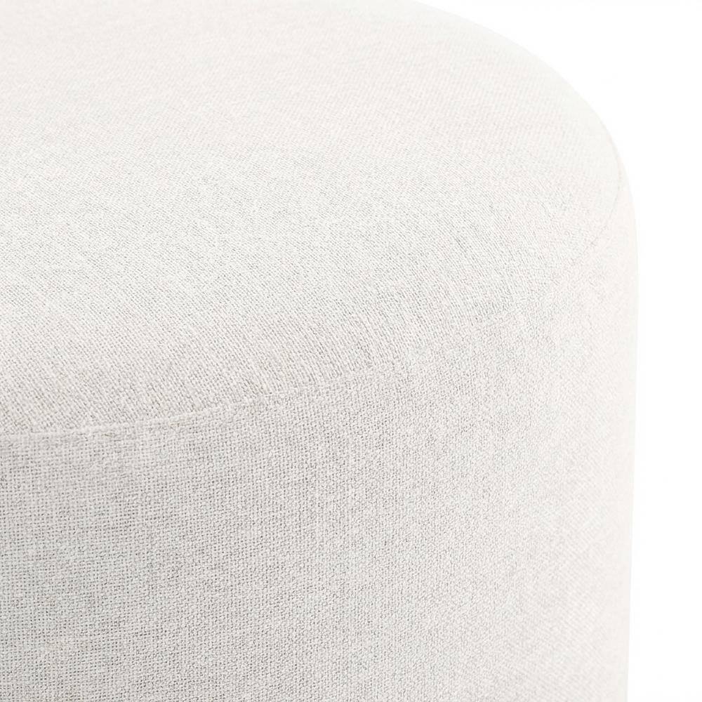 Alt View 1. Outdoor Escape - Woven Heathered Fabric Outdoor Ottoman with Cushioned Top in Neutral Tone - White.