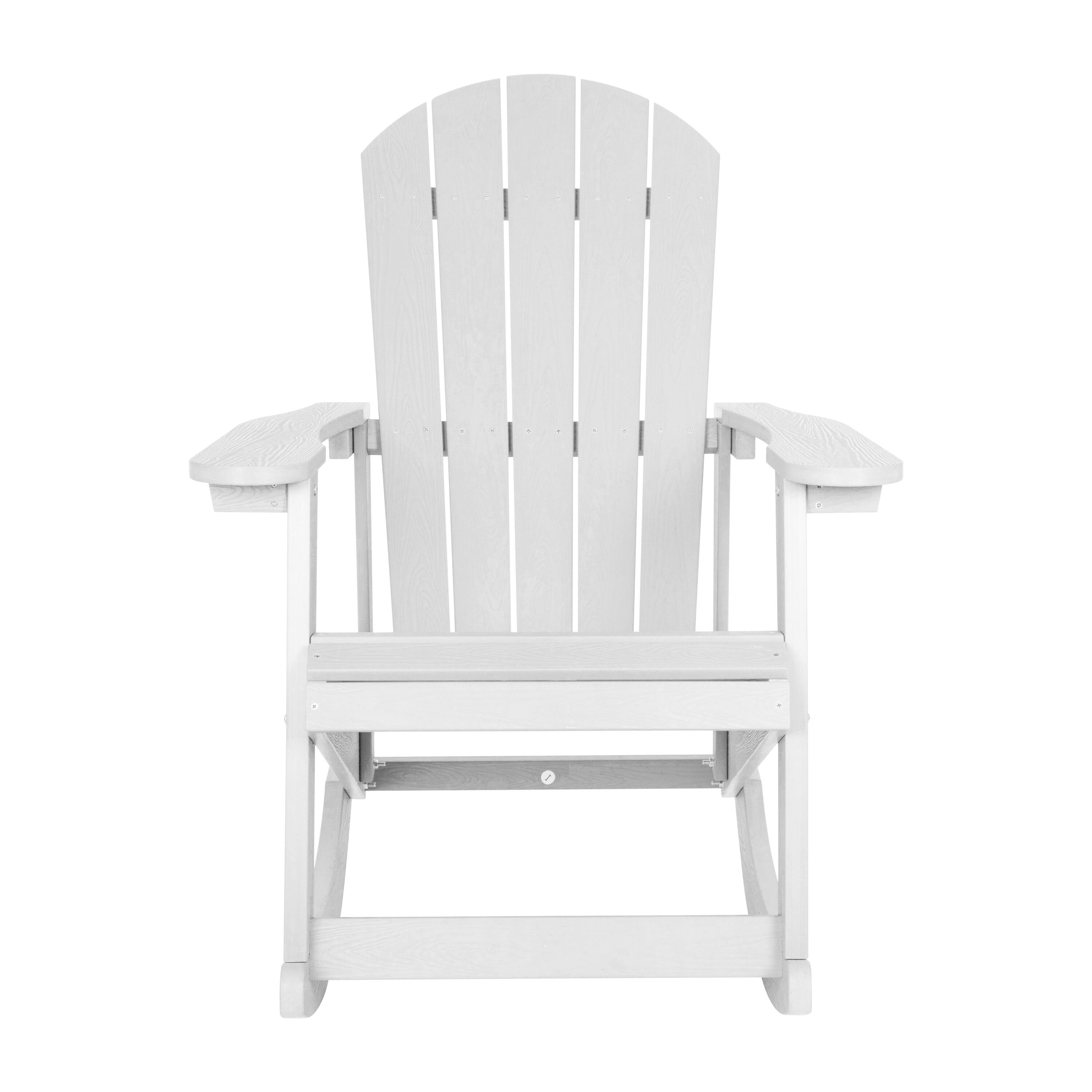 Alt View 7. Emma + Oliver - Classic All-Weather Poly Resin Rocking Adirondack Chair with Stainless Steel Hardware for Year Round Use - White.