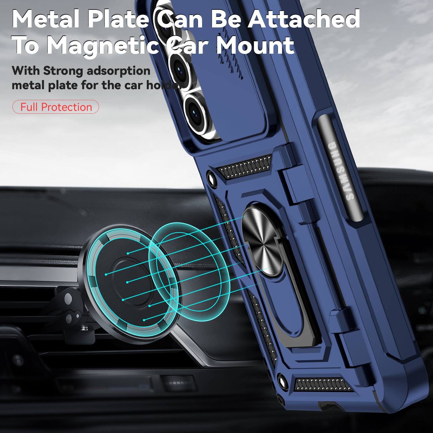 Metal Plate Can Be Attached To Magnetic Car Mount

With Strong adsorption metal plate for the car holder

Full Protection
