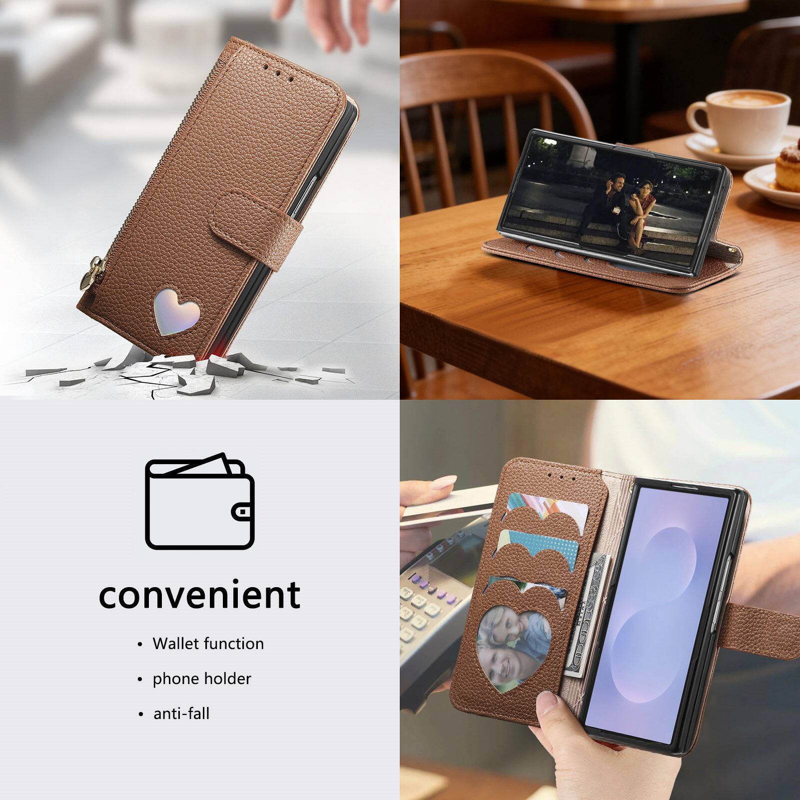 convenient  
- Wallet function  
- phone holder  
- anti-fall