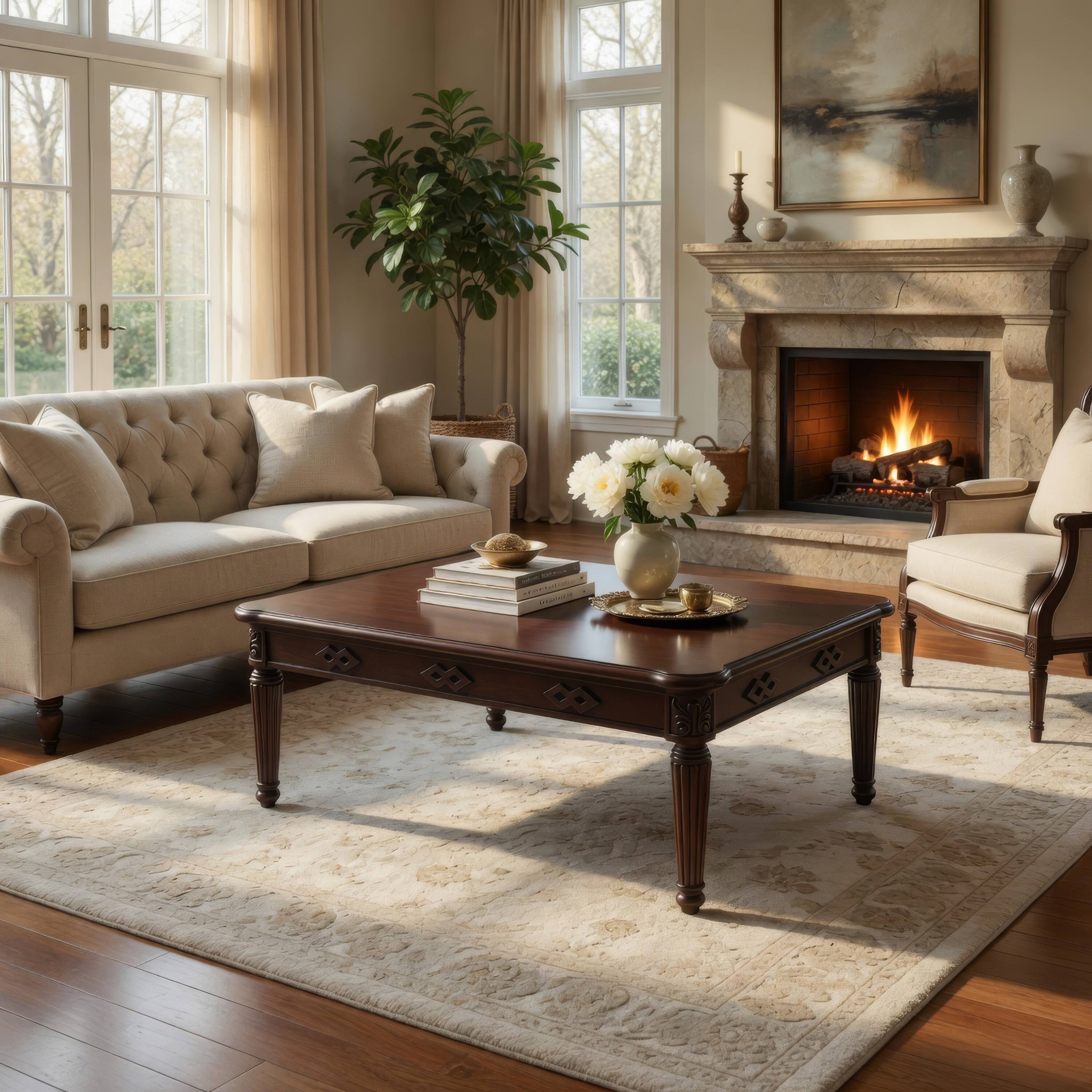 Alt View 4. Manhattan Lane - Coffee Table with Traditional Style and Turned Legs - Brown.