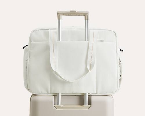 Alt View 1. Bagsmart - Moss 30L Weekender Duffle Bag, Water-Resistant Overnight Bag with 15.6" Laptop Compartment for Travel & Commute - Dew White.