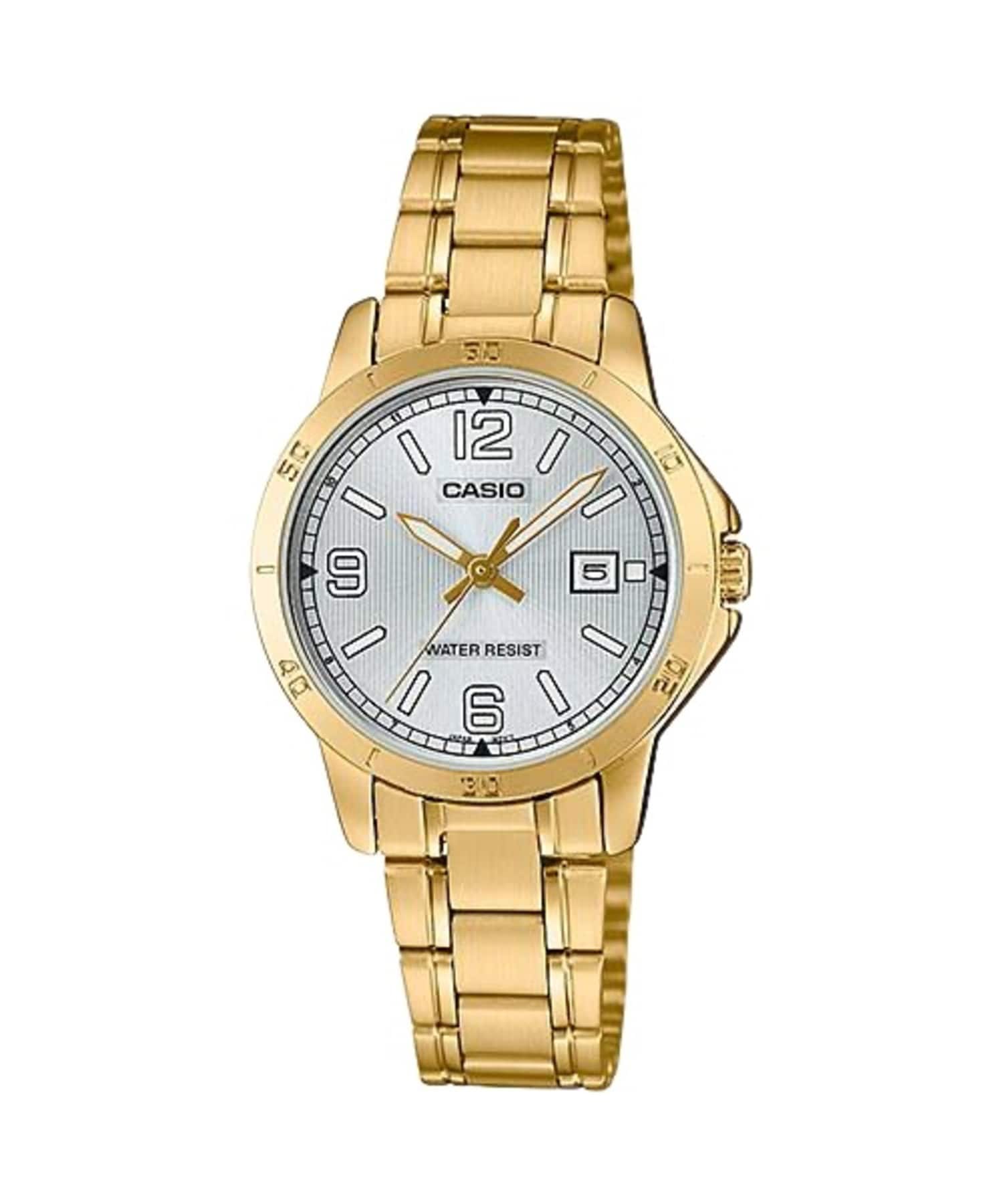 Casio - Women’s Silver Dial -Tone Stainless Steel Bracelet Watch - LTP-V004G-7B2UDF - Gold price history on PriceWatchPro