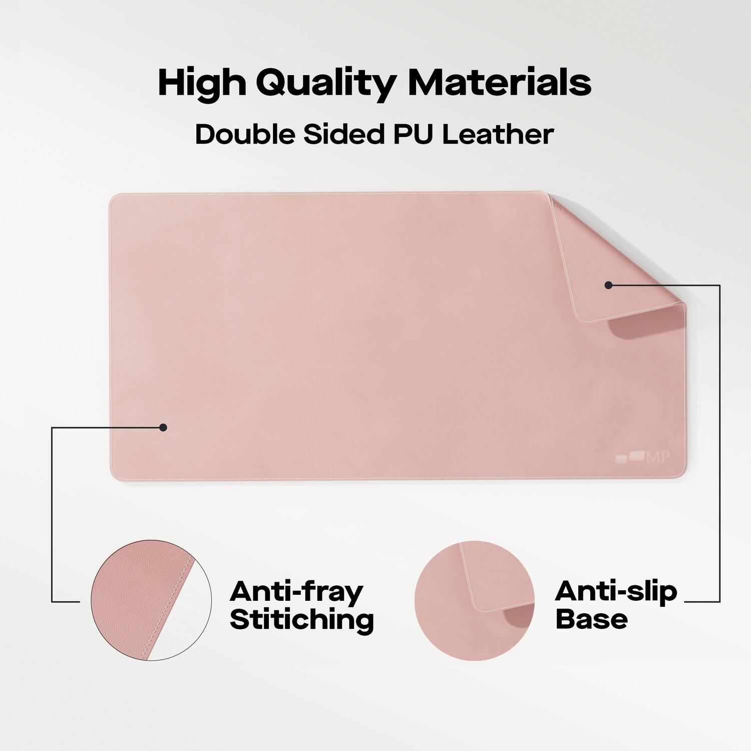 High Quality Materials  
Double Sided PU Leather  
Anti-fray Stitching  
Anti-slip Base