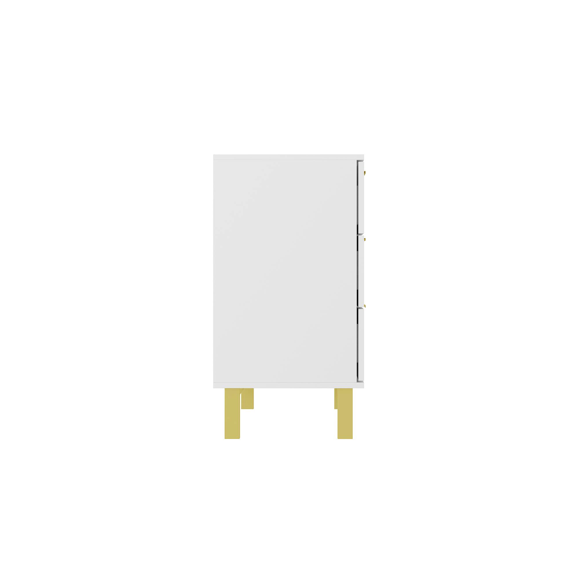 Left. FUFU & GAGA - FUFU&GAGA  3 - Drawer Dresser with Gold Accents: Modern Storage for Stylish Spaces - White.