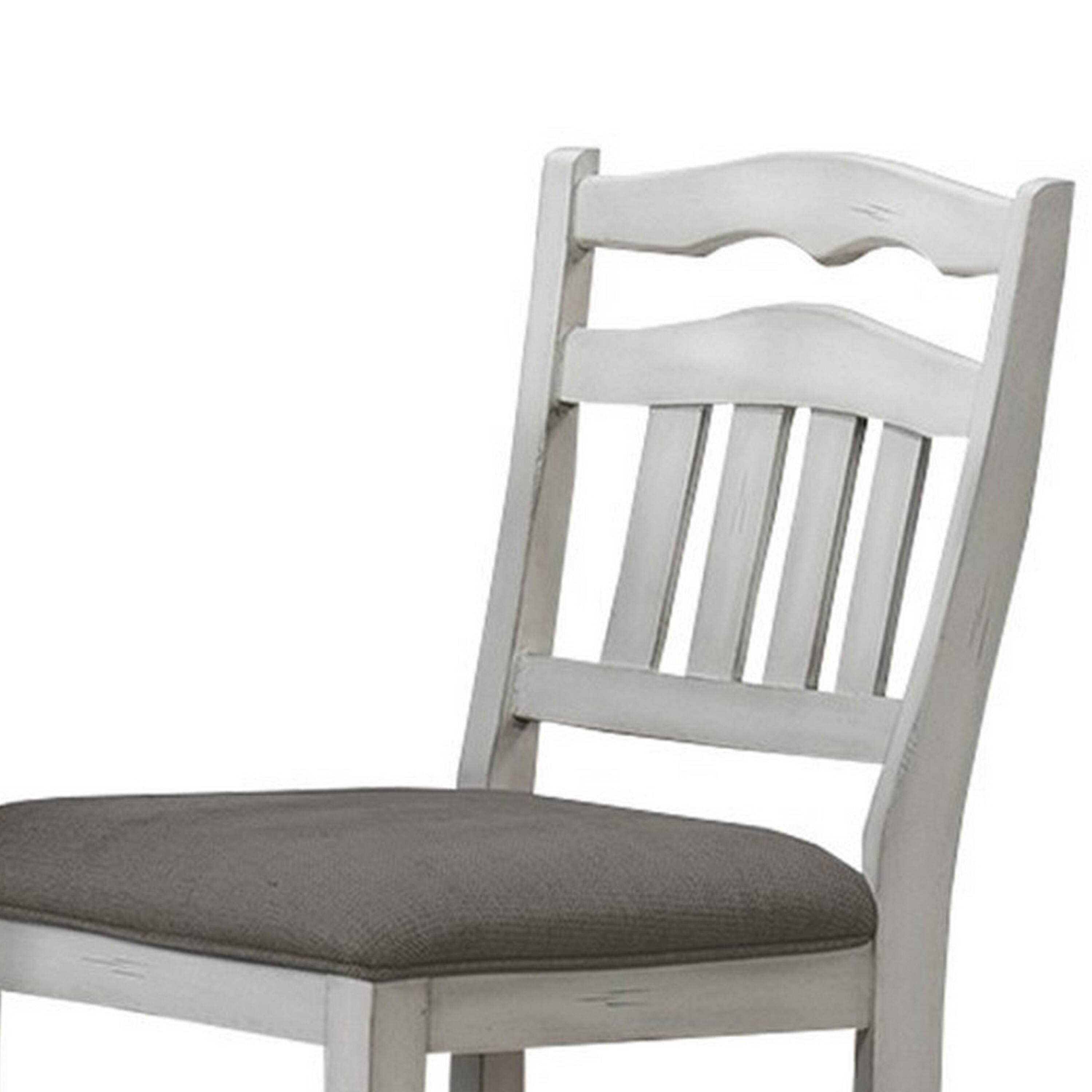 Alt View 2. Manhattan Lane - Zeke Counter Height Chairs, Set of 2, Ladder Back, Classic White Wood - White, Gray.