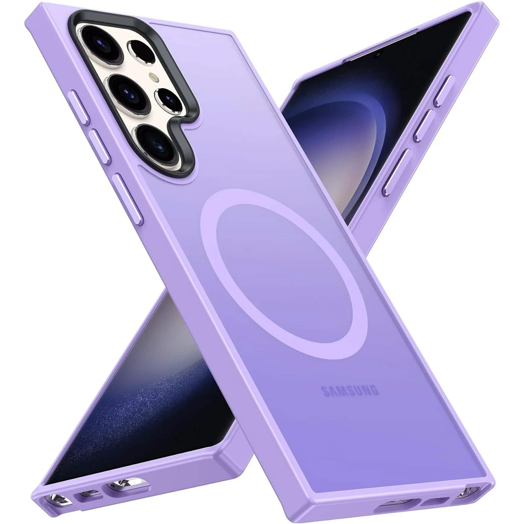 Entronix - Magnetic Phone Case for Samsung Galaxy S24 Ultra - Translucent Frosted Matte Design - Purple