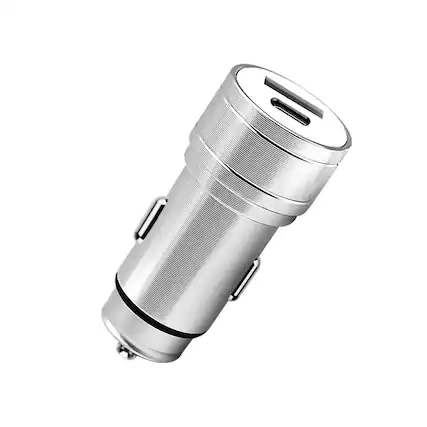 Front. Reiko - Power Delivery Dual Ports Of Usb And Type-Ccar Charger/ Adapter In Silver (12Pcs) - Silver.