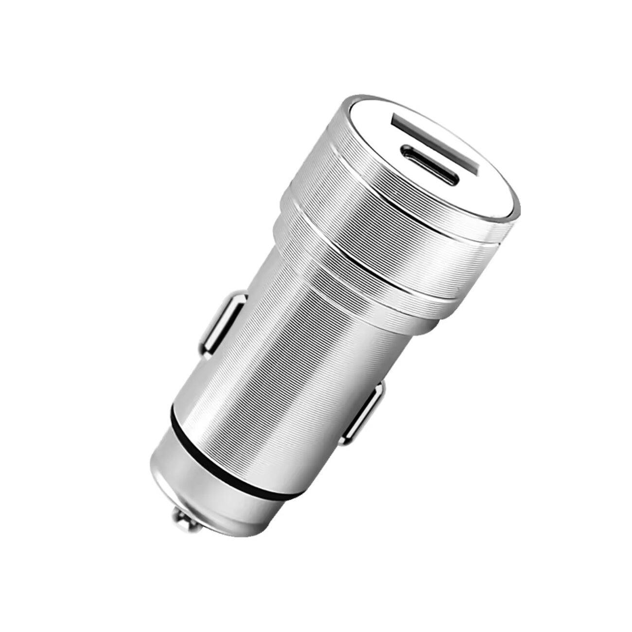 Front. Reiko - Power Delivery Dual Ports Of Usb And Type-Ccar Charger/ Adapter In Silver (12Pcs) - Silver.