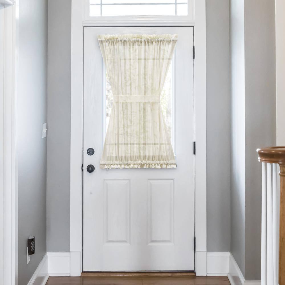 Left. Ellis Curtain - Ellis Curtain Cotton Voile 1.5" Rod Pocket Semi Sheer Door Curain Panel 40" x 72" Natural - Natural.
