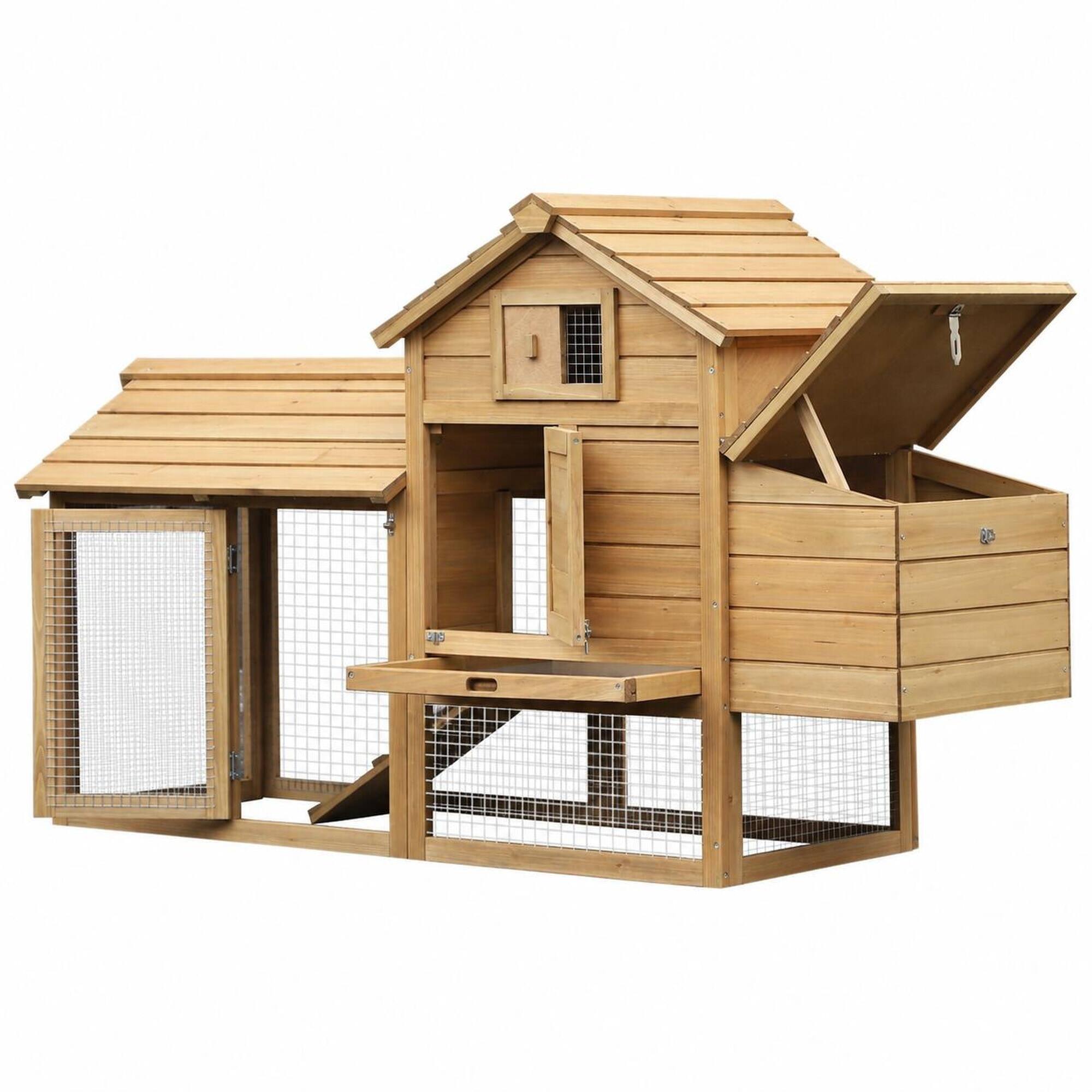 Front. RYHNUYNE - 59 in Wooden Chicken Coop, Fir Wood Hen House, Nesting Box, Removable Tray, Outdoor Backyard.