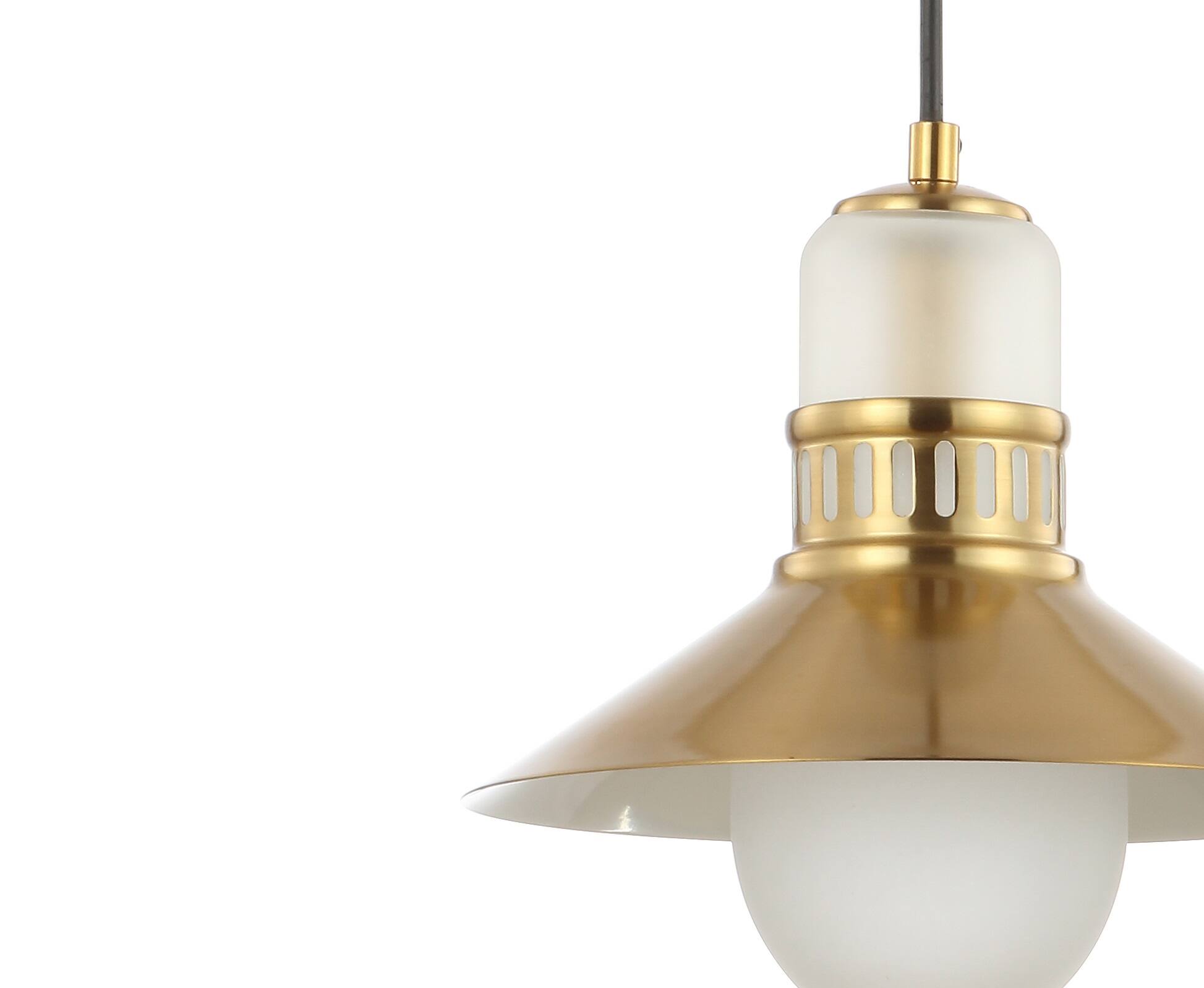 Alt View 4. Jonathan Y - Colin 9.75" Adjustable Iron/Glass Retro Hurricane LED Pendant, Brass Gold - Brass Gold.