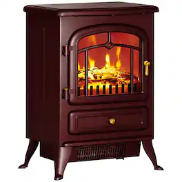 Homcom - 22" Electric Fireplace Heater, Freestanding Fire Place Stove with Realistic LED Flames and Logs