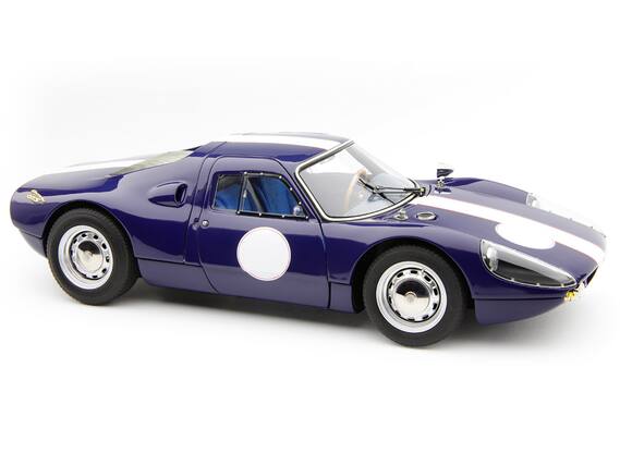 Front. CMC - Porsche 904 Carrera GTS Dark Blue with White Stripe "Bonhams Scottsdale Auction 2017" Limited Ed 1/18 Model Car by CMC.