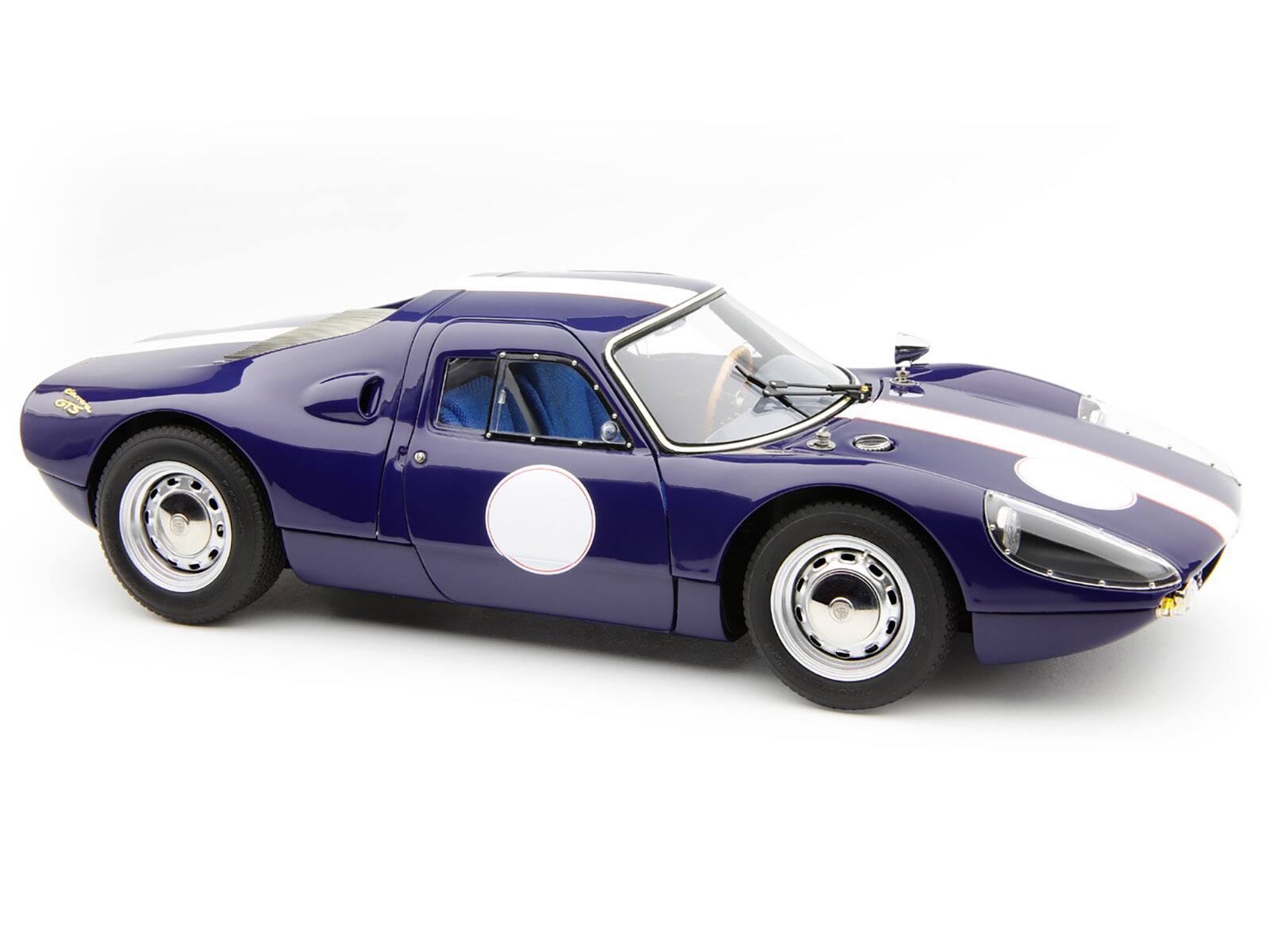Front. CMC - Porsche 904 Carrera GTS Dark Blue with White Stripe "Bonhams Scottsdale Auction 2017" Limited Ed 1/18 Model Car by CMC.
