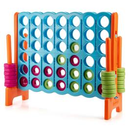 Gymax - Jumbo 4-to-Score Game Set Giant 4 in A Row Kids Adults w/ 42 Jumbo Rings Blue - Blue, Orange