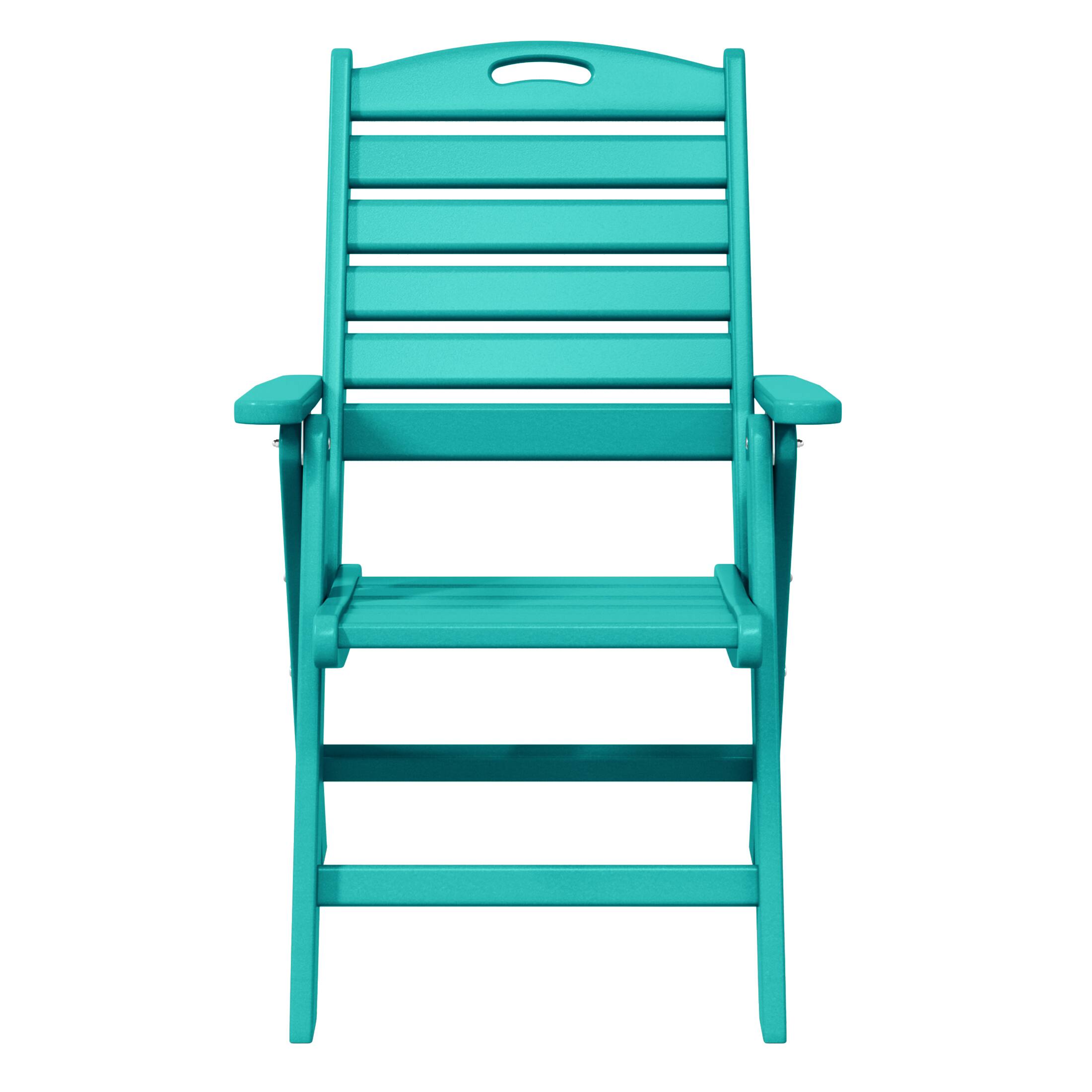 Left. WestinTrends - WestinTrends Azura HDPE Adjustable Highback Folding Outdoor Patio Dining Chairs Set of 2 - Turquoise.