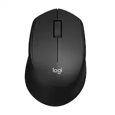 Front. Logitech - M330 SILENT Wireless Optical Mouse with Quiet Clicks - Black.