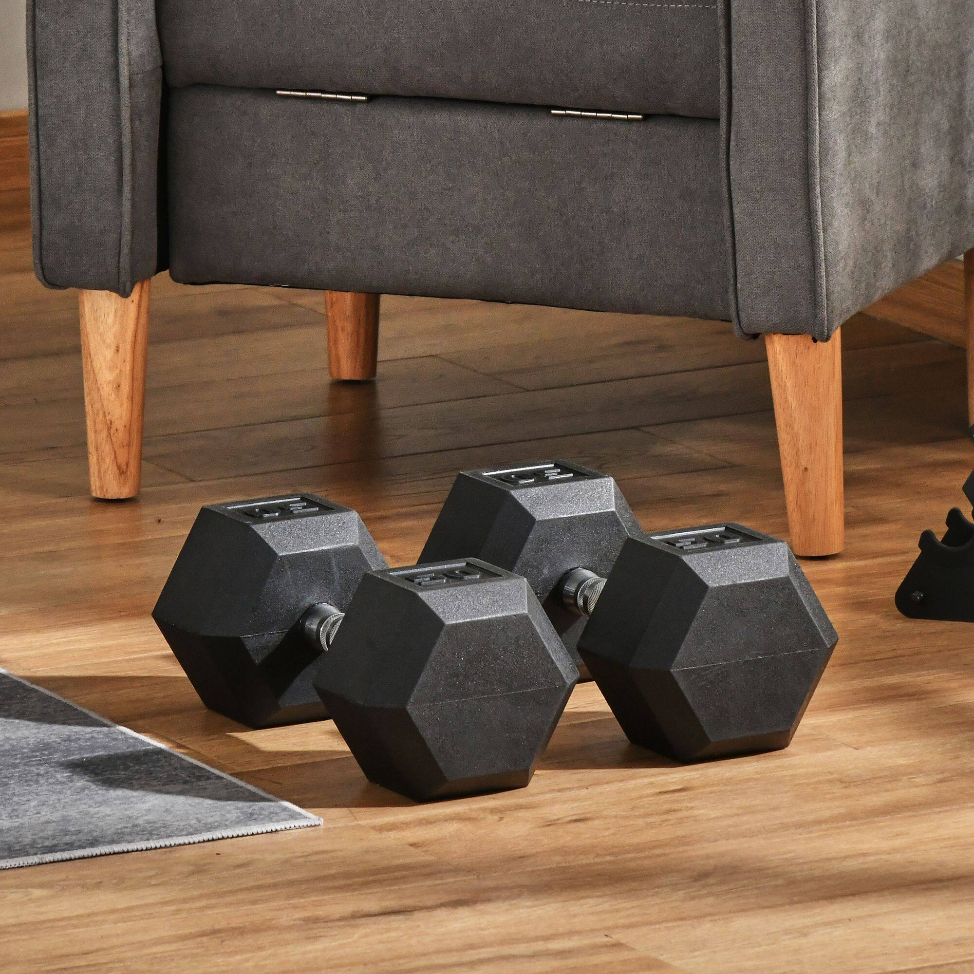 Alt View 1. Soozier - 2 x 50lbs Hex Dumbbell Set of 2, Rubber Weights Exercise Fitness Dumbbell with Non-Slip Handles - Black.