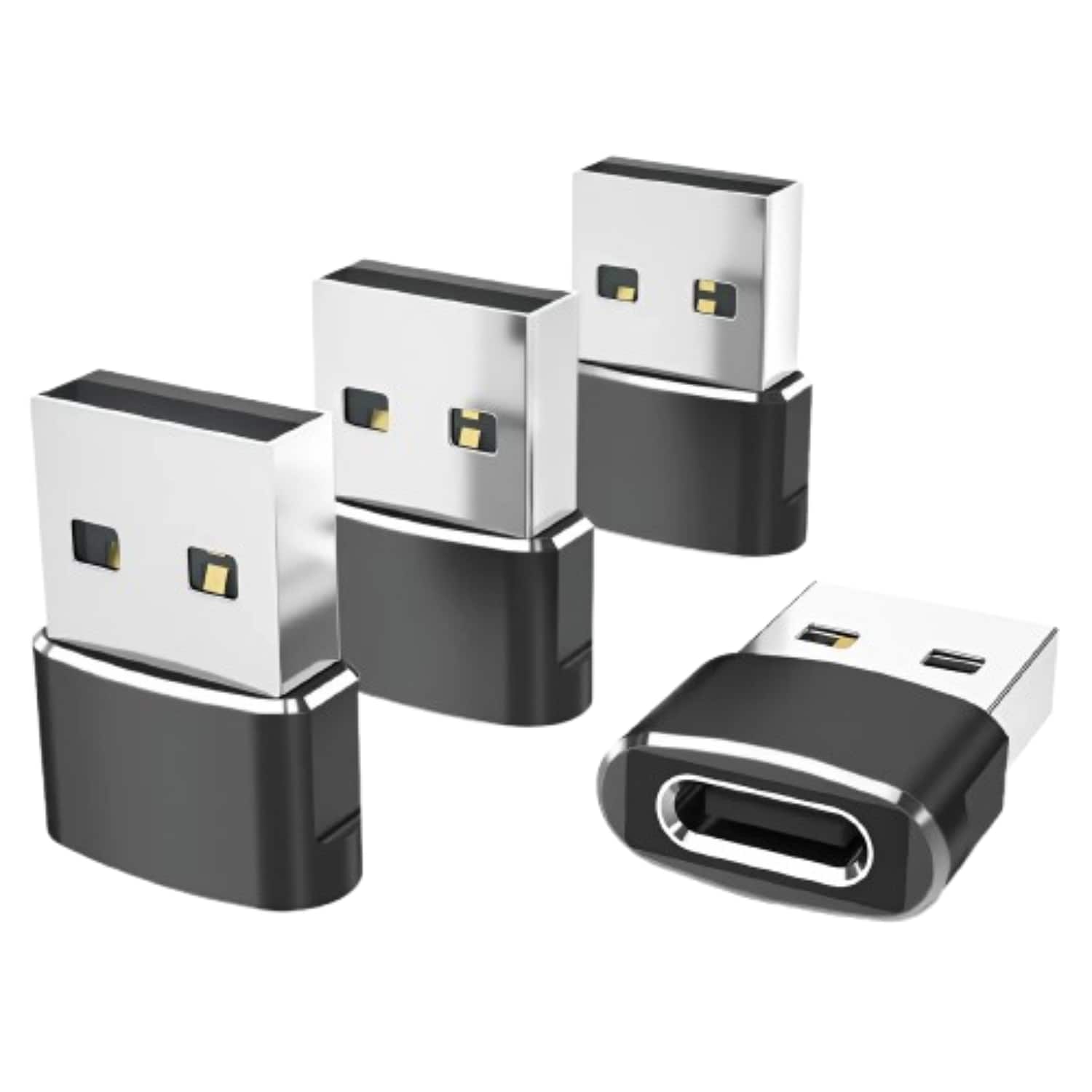 Stock Preferred - 4 Pack USB to USB-C Adapter Type-C Female to USB-A Male OTG Converter - Black