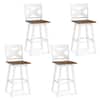 Front. Gymax - Gymax 29'' Swivel Barstools Set of 4 w/Backrest Large Seat Footrest for Kitchen Island White & Walnut - White.