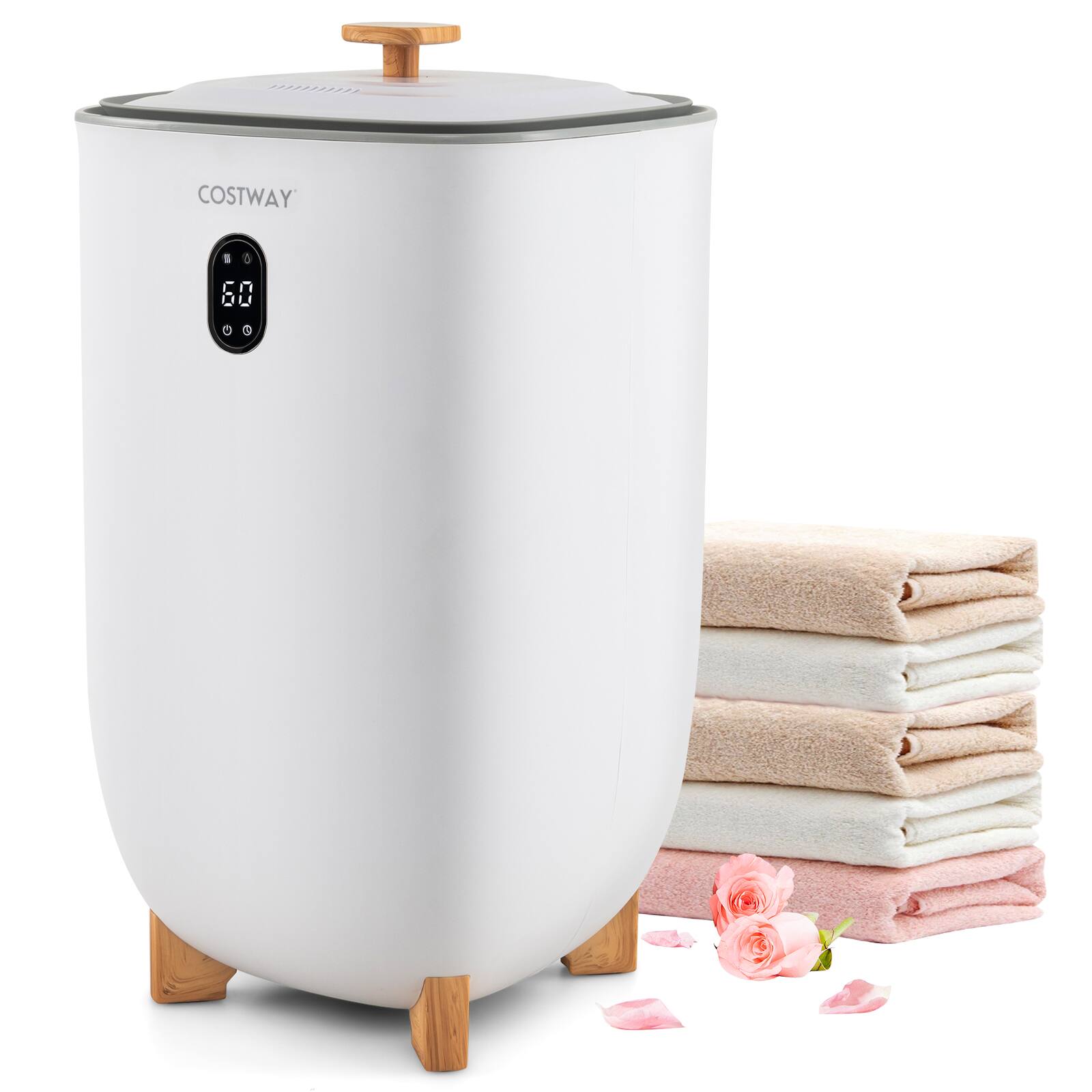 Costway - Cosytway 35L Large Towel Warmer Bucket Home Towel Warmer for Wet Tower - White