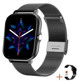 YONWAY - Square Display Smart Watch, Water-Resistant Smart Watch, Call Function, Weather Forecast for Outdoor Sports Activities - Black Steel - (2024)