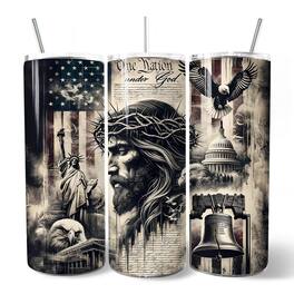 OrnamentallyYou - Patriotic Christian 20oz Tumbler WithStainless Steel Straw - Multicolored