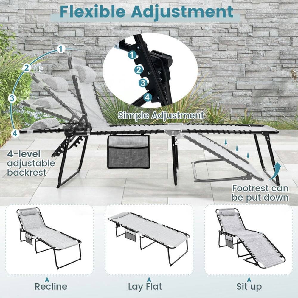 Flexible Adjustment  
Simple Adjustment  
4-level adjustable backrest  
Footrest can be put down  
Recline  
Lay Flat  
Sit up