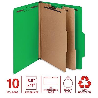 10 FOLDERS  
8.5" x 11" LETTER SIZE  
XL STAGGERED TABS  
HEAVY DUTY  
100% RECYCLED