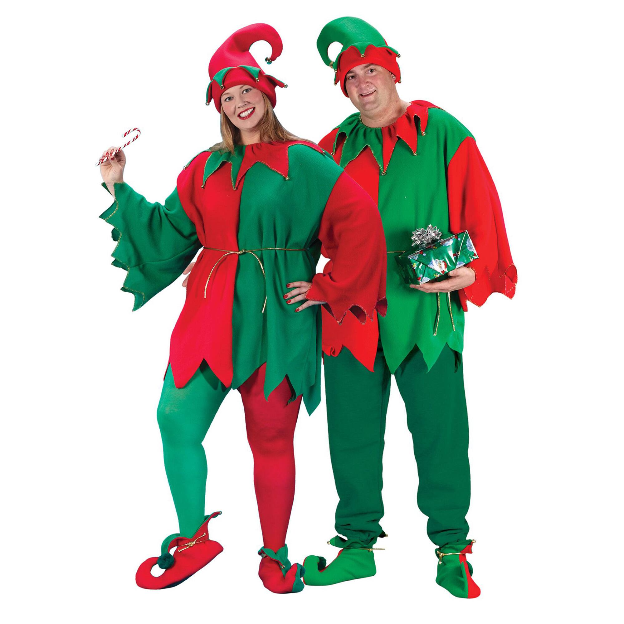 Alt View 1. Fun World - Red and Green Elf Adult Christmas Costume Set - Plus Size - Red.