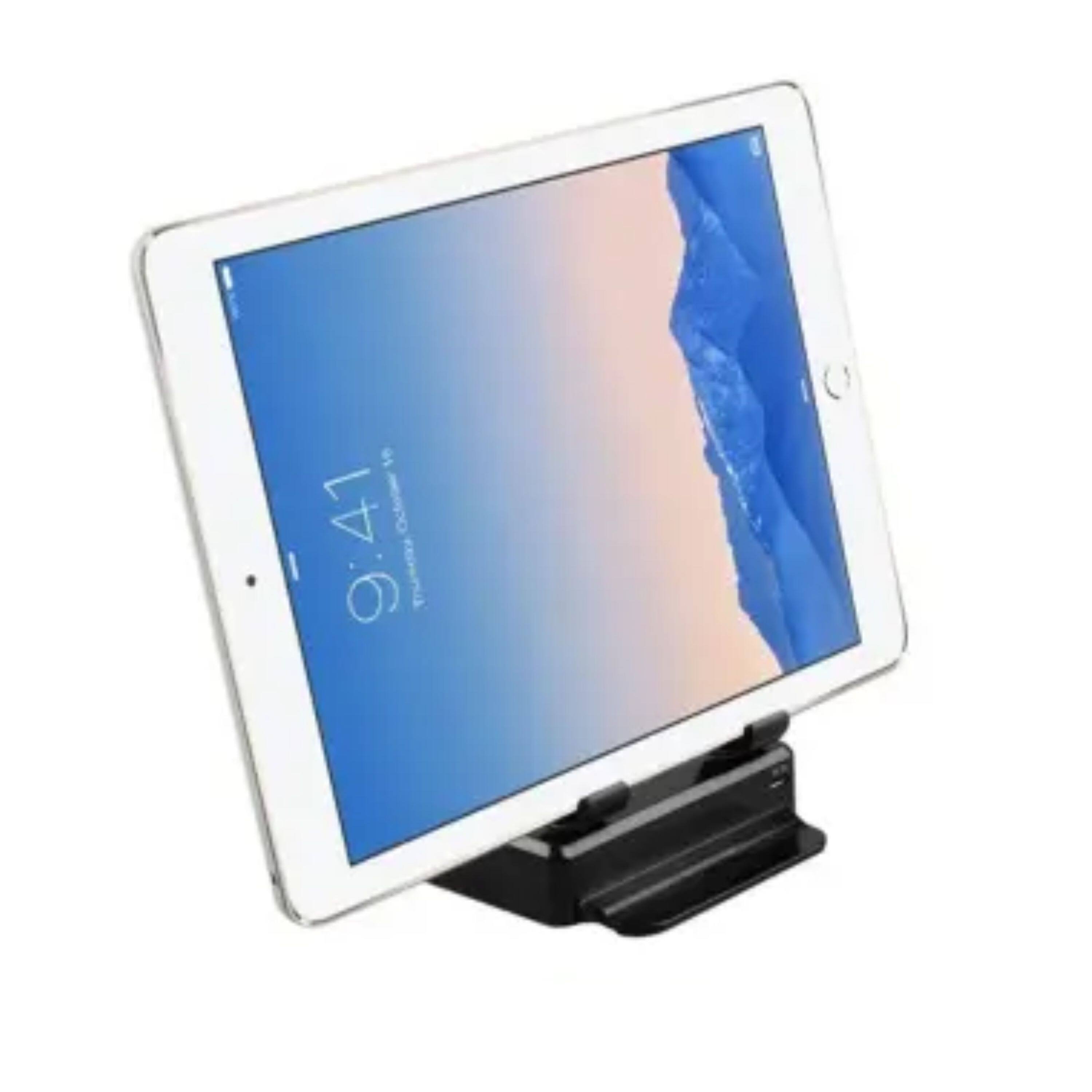 Left. Kitcheniva - Multi Functional Podium Style Stand With Power Bank For iPad iPhone And Smart Gadgets Silver - Silver.
