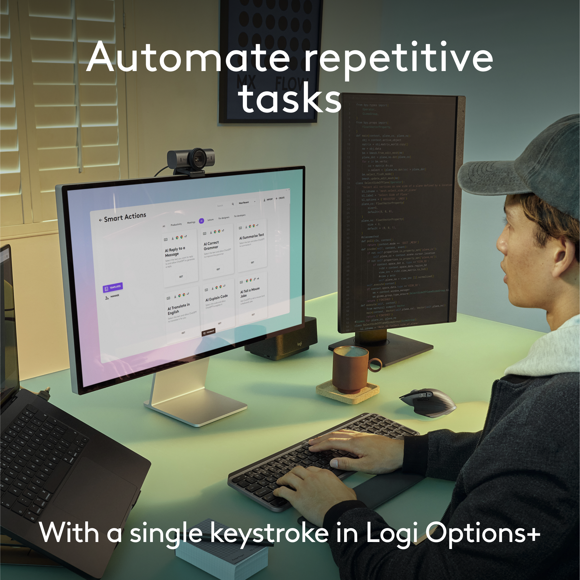 Automate repetitive tasks - Smart Actions | Caraut | nhin\_to\_eig | With a single keystroke in Logi Options+
