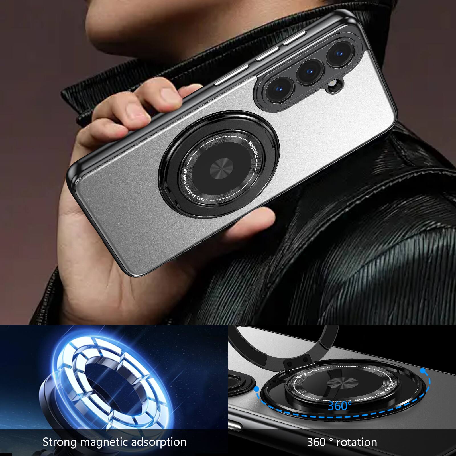 Wireless Charging Case Magnetic 360 Strong magnetic adsorption 360° rotation