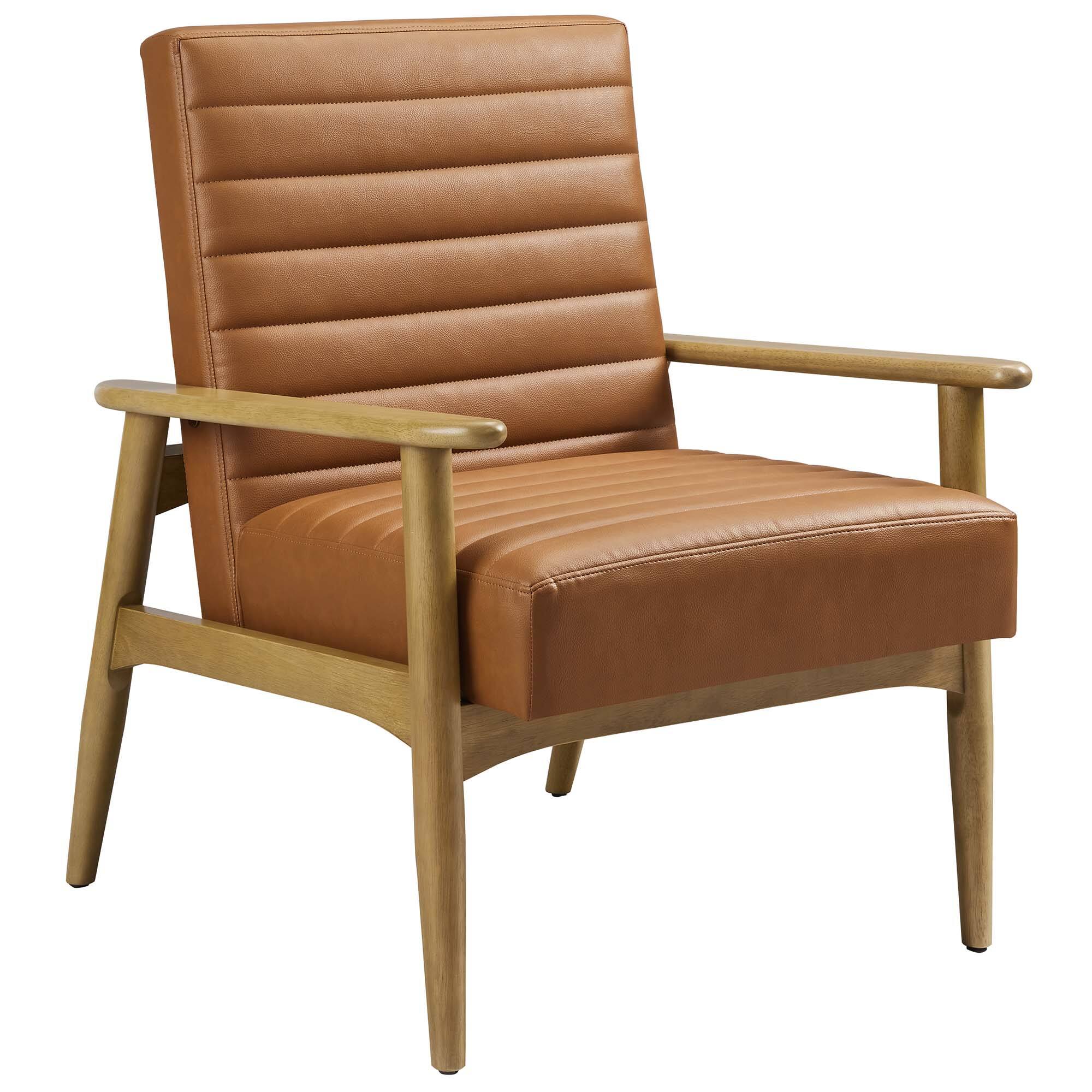 Angle. Modway - Jensen Vegan Leather Accent Chair by Modway - French Oak Tan.