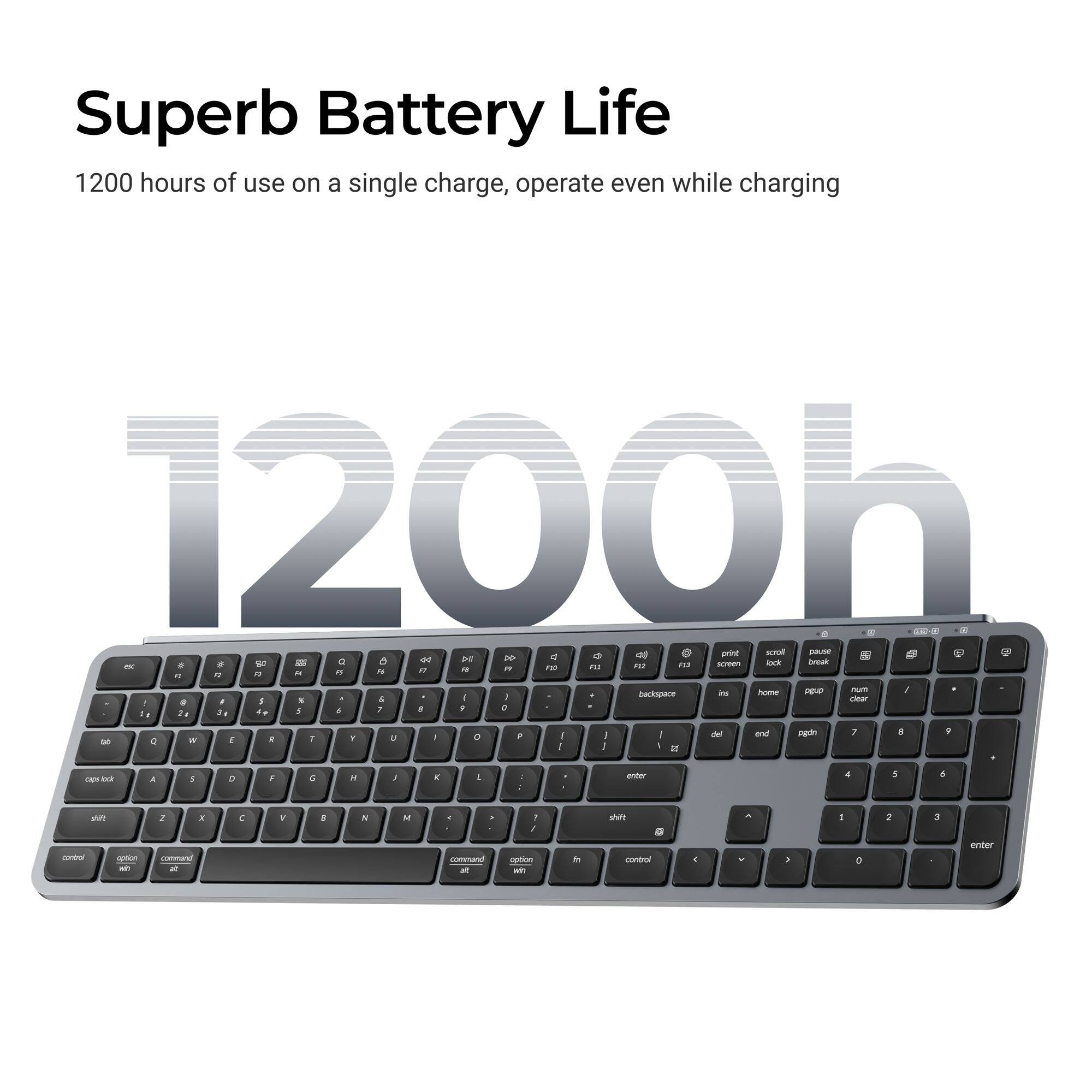 Superb Battery Life  
1200 hours of use on a single charge, operate even while charging