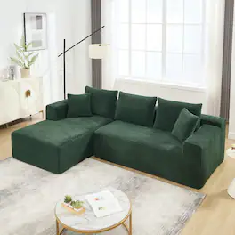 Kadyn - 2-Seat Modular Sectional Sofa with Left-Facing Chaise, Cloud Couch Design Featuring Memory Foam Comfort, Green - Green